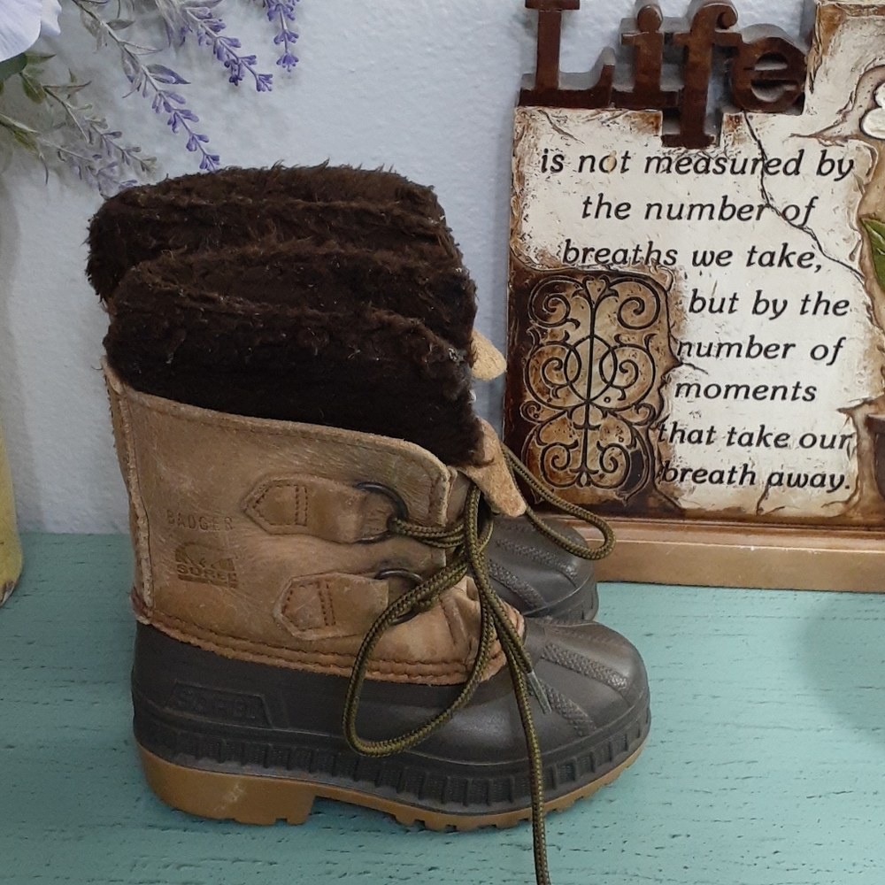 Sorel Kids Brown and Dark Gray Snow Boots